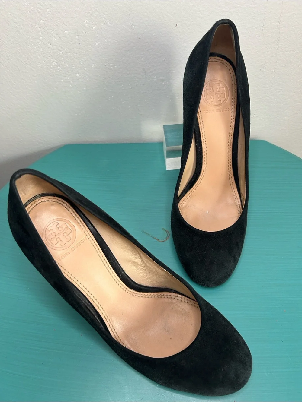 Tory Burch Astoria Solid Black Suede Wedge Pumps - Women's Dress Heels